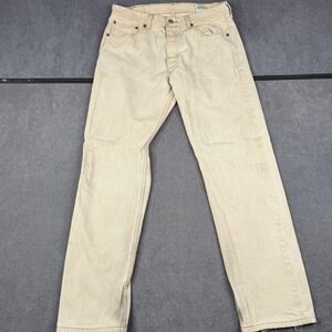 Levis 501 Original Fit Jeans Mens 34x34 Tan Beige Straight Leg Button Fly
